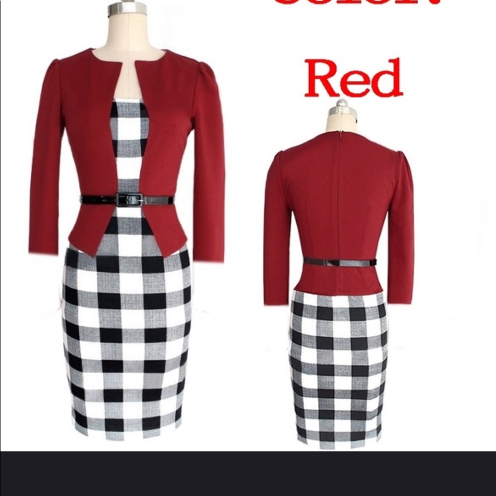 🌼2/$15🌼Black, White & Red Plaid Dress Sz 6 NWOT